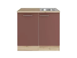 OPTIFIT Bari407 Küchen-Spülenschrank-Set Rostrot