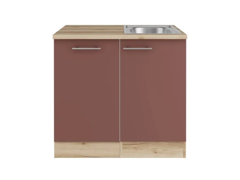 OPTIFIT Bari407 Küchen-Spülenschrank-Set Rostrot