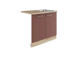 OPTIFIT Bari407 Küchen-Spülenschrank-Set Rostrot