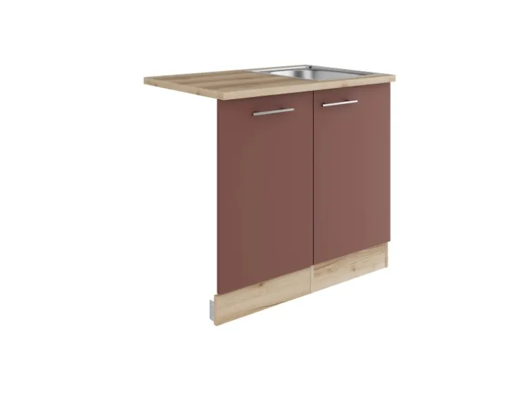 OPTIFIT Bari407 Küchen-Spülenschrank-Set Rostrot