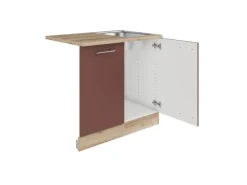 OPTIFIT Bari407 Küchen-Spülenschrank-Set Rostrot
