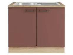 OPTIFIT Bari407 Küchen-Spülenunterschrank 100 cm Rostrot