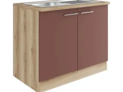 OPTIFIT Bari407 Küchen-Spülenunterschrank 100 cm Rostrot