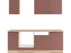 OPTIFIT Bari407 Küchenzeile 210 cm ohne E-Geräte Rostrot