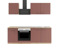 OPTIFIT Bari407 Küchenzeile 210 cm ohne E-Geräte Rostrot