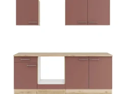 OPTIFIT Bari407 Küchenzeile 210 cm ohne E-Geräte Rostrot