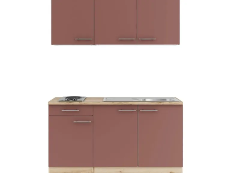 OPTIFIT Bari407 Miniküche 150 cm Rostrot