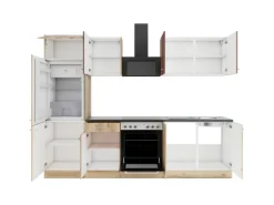 OPTIFIT Bari407/Livorno290 Küchenzeile 270 cm Rostrot / Wildeiche Nachbildung