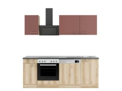 OPTIFIT Bari407/Livorno290 Küchenzeile 210 cm Rostrot / Wildeiche Nachbildung