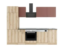 OPTIFIT Bari407/Livorno290 Küchenzeile 270 cm Rostrot / Wildeiche Nachbildung