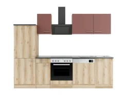 OPTIFIT Bari407/Livorno290 Küchenzeile 270 cm Rostrot / Wildeiche Nachbildung