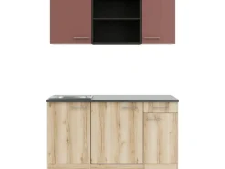 OPTIFIT Bari407/Livorno290 Miniküche 150 cm Rostrot / Wildeiche Nachbildung