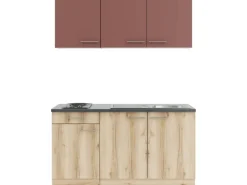 OPTIFIT Bari407/Livorno290 Miniküche 150 cm Rostrot / Wildeiche Nachbildung