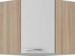 Optifit Küchen-Eckoberschrank Dakar286 60/60 cm x 57,6 cm x 34,6 cm Weiß-Eiche