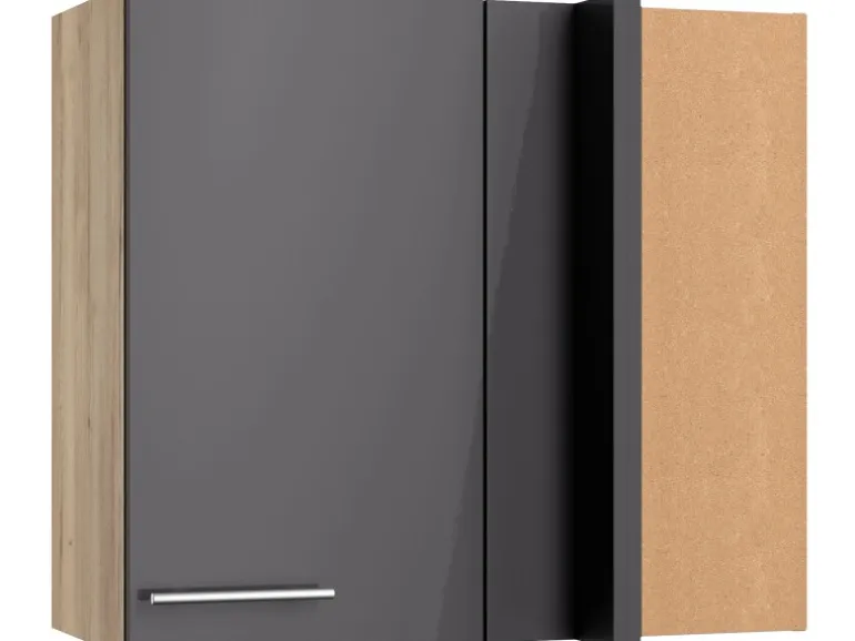 Optifit Küchen-Eckoberschrank Jonte984 80/45 x 70,4 x 34,9cm Anthrazit Wildeiche
