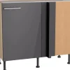 Optifit Küchen-Eck-Unterschrank Jonte984 100/65x 87x 58,4cm Anthrazit Wildeiche