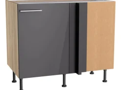 Optifit Küchen-Eck-Unterschrank Jonte984 100/65x 87x 58,4cm Anthrazit Wildeiche