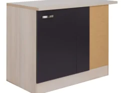 Optifit Küchen-Eck-Unterschrank Faro220 100 x 84,8 x 60 cm Anthrazit Akazie