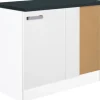 Optifit Küchen-Eck-Unterschrank Salo214 100 cm x 84,8 cm x 60 cm Weiß