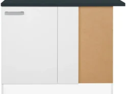 Optifit Küchen-Eck-Unterschrank Salo214 100 cm x 84,8 cm x 60 cm Weiß