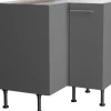 Optifit Küchen-Eck-Unterschrank Mats825 90/90 cm x 57 cm x 58,4 cm Basaltgrau