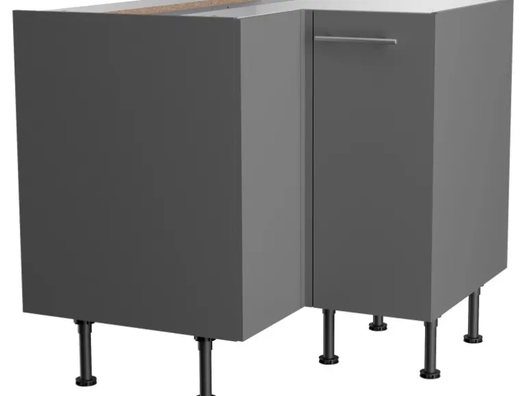 Optifit Küchen-Eck-Unterschrank Mats825 90/90 cm x 57 cm x 58,4 cm Basaltgrau