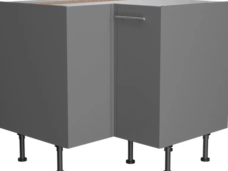 Optifit Küchen-Eck-Unterschrank Mats825 90/90 cm x 57 cm x 58,4 cm Basaltgrau