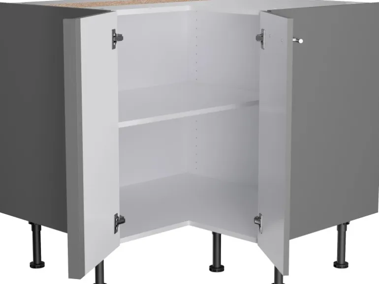 Optifit Küchen-Eck-Unterschrank Mats825 90/90 cm x 57 cm x 58,4 cm Basaltgrau