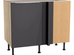 Optifit Küchen-Eck-Unterschrank Linus984 100/65x 87x 58,4cm Anthrazit Wildeiche