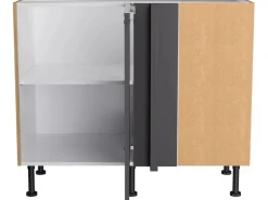 Optifit Küchen-Eck-Unterschrank Linus984 100/65x 87x 58,4cm Anthrazit Wildeiche