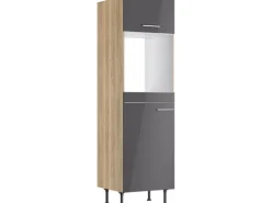Optifit Küchen-Hochschrank für Backof./Kühlschr. Jonte984 60cm Anthra.-WildEiche