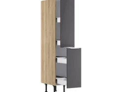 Optifit Küchen-Midi-Apothekerschrank Linus984 30 cm Anthrazit-Wildeiche