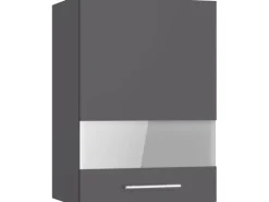 Optifit Küchen-Oberschrank mit Glassegment Ingvar420 50 cm Anthrazit Matt