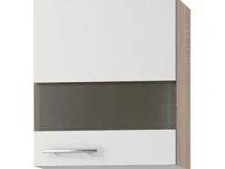Optifit Küchen-Oberschrank mit Segmentglastür Dakar286 50cm x 57,6cm Weiß-Eiche