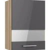 Optifit Küchen-Oberschrank mit Glassegment Jonte984 50 cm Anthrazit-Wildeiche