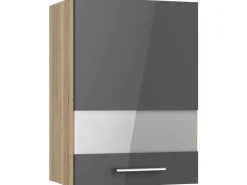 Optifit Küchen-Oberschrank mit Glassegment Jonte984 50 cm Anthrazit-Wildeiche