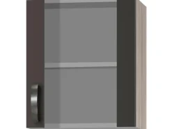 Optifit Küchen-Oberschrank mit Stollenglastür Faro220 50cmx57,6cm Anthra.-Braun