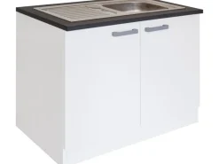 Optifit Küchen-Spülenunterschrank mit Einbauspüle Salo214 100cmx84,8cmx60cm Weiß