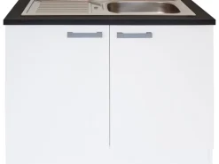 Optifit Küchen-Spülenunterschrank mit Einbauspüle Salo214 100cmx84,8cmx60cm Weiß