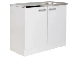 Optifit Küchen-Spülenunterschrank Salo214 mit Spülenauflage 100cmx85cmx50cm Weiß