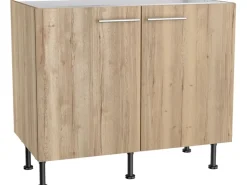 Optifit Küchen-Spülenunterschrank Erik290 100 cm x 87 cm x 58,4 cm Wildeiche