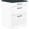 Optifit Küchen-Unterschrank mit 3 Auszügen Salo214 60 cm x 84,8 cm x 60 cm Weiß