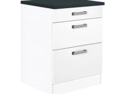 Optifit Küchen-Unterschrank mit 3 Auszügen Salo214 60 cm x 84,8 cm x 60 cm Weiß