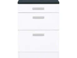 Optifit Küchen-Unterschrank mit 3 Auszügen Salo214 60 cm x 84,8 cm x 60 cm Weiß