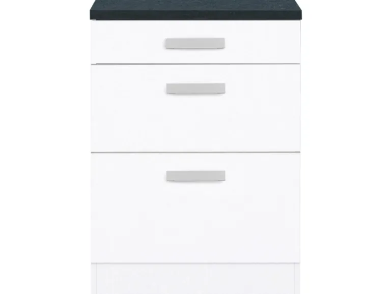 Optifit Küchen-Unterschrank mit 3 Auszügen Salo214 60 cm x 84,8 cm x 60 cm Weiß