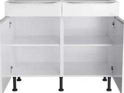 Optifit Küchen-Unterschrank Arvid986 100 cm x 87 cm x 58,4 cm Weiß