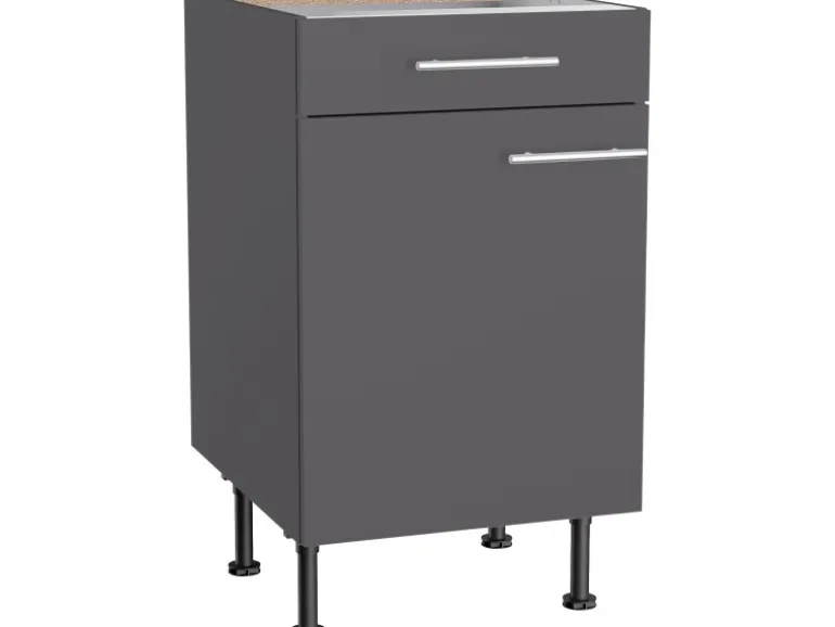 Optifit Küchen-Unterschrank Ingvar420 50 cm x 87 cm x 58,4 cm Anthrazit Matt