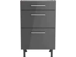 Optifit Küchen-Unterschrank mit 3 Auszügen Jonte984 50 cm Anthrazit-Wildeiche