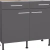 Optifit Küchen-Unterschrank Ingvar420 100 cm x 87 cm x 58,4 cm Anthrazit Matt