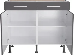 Optifit Küchen-Unterschrank Ingvar420 100 cm x 87 cm x 58,4 cm Anthrazit Matt
